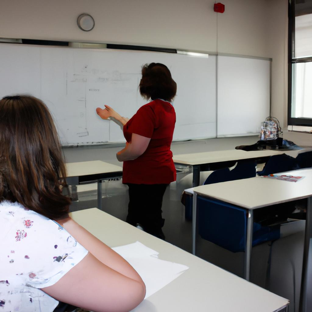 Person teaching in a classroom