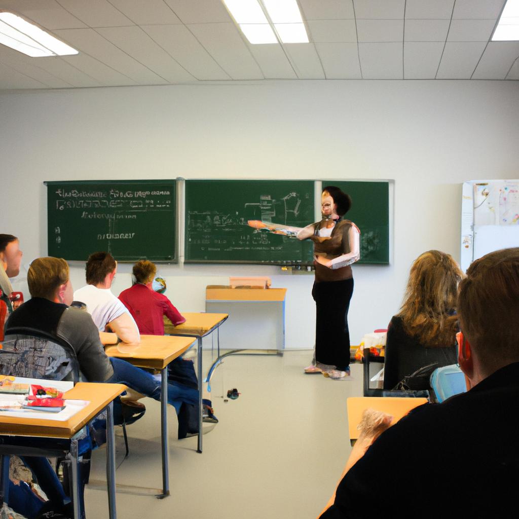 Person teaching in a classroom